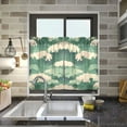 thumbnail image 4 of Yayeee Kitchen Curtains Tier Pair Light Filtering 27"x36" Rod Pocket Short Cafe Window Panel, Green Wave Pattern, 4 of 7
