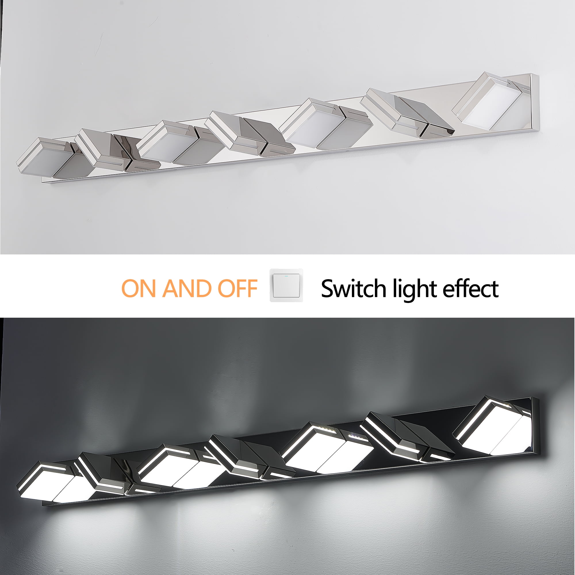 Modern Chrome LED Vanity Light, 7-Lights Wall Sconce for Bathroom and Mirror, Sleek Minimalist Design, Energy-Efficient, Easy to Install