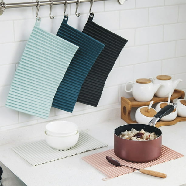 Xihbxyly Mantel Aislante para Mesa de Comedor, Elegante Diseño Colgante, Protección Térmica, Agarre Antideslizante, Organizador para La Cocina, Azul, Rosa y Blanco, 30 X 18 Cm