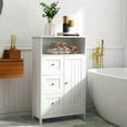 thumbnail image 3 of Ktaxon Arched Toilet Cabinet with Tow Doors and Adjustable Shelf, Fluted Bathroom Orgaziner Including Metal Tissue Holder & 1 Double - hook, White, 3 of 8