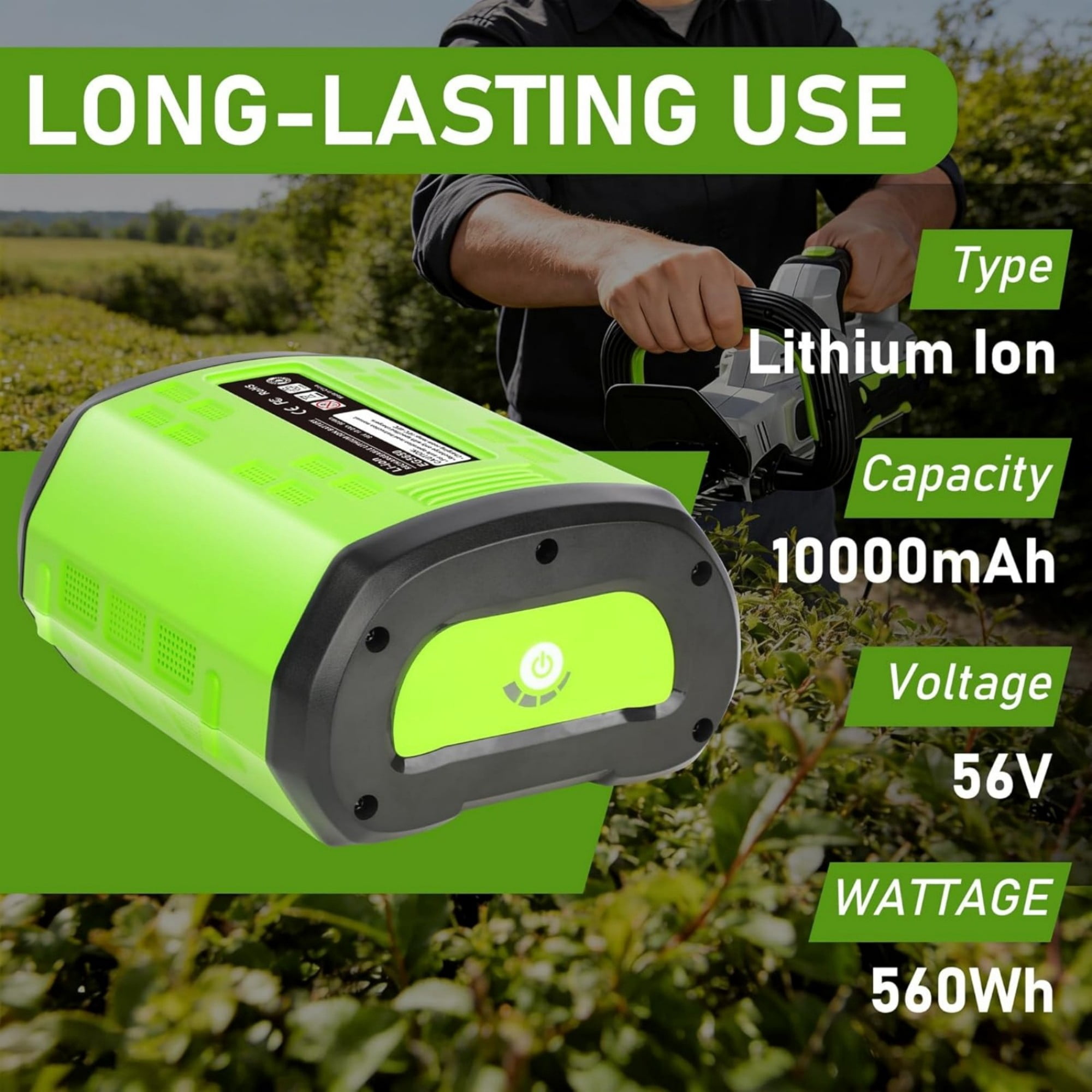 56V 10.0Ah Replacement for EGO POWER+ 56 Volt Lithium Battery BA2800 BA2240
