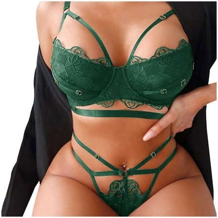 

coappsuiop lingerie for women ladies fashion water-soluble lace underwear bandage three-point set underwear women