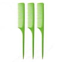 61 XL Rat Tail Combs Wide Tooth Comb Detangling Hair Styling Coarse Hair Foiling Thick Back Parting Combs Hairstylist Combs For Women Made In USA 3 Pc. (Light Green)