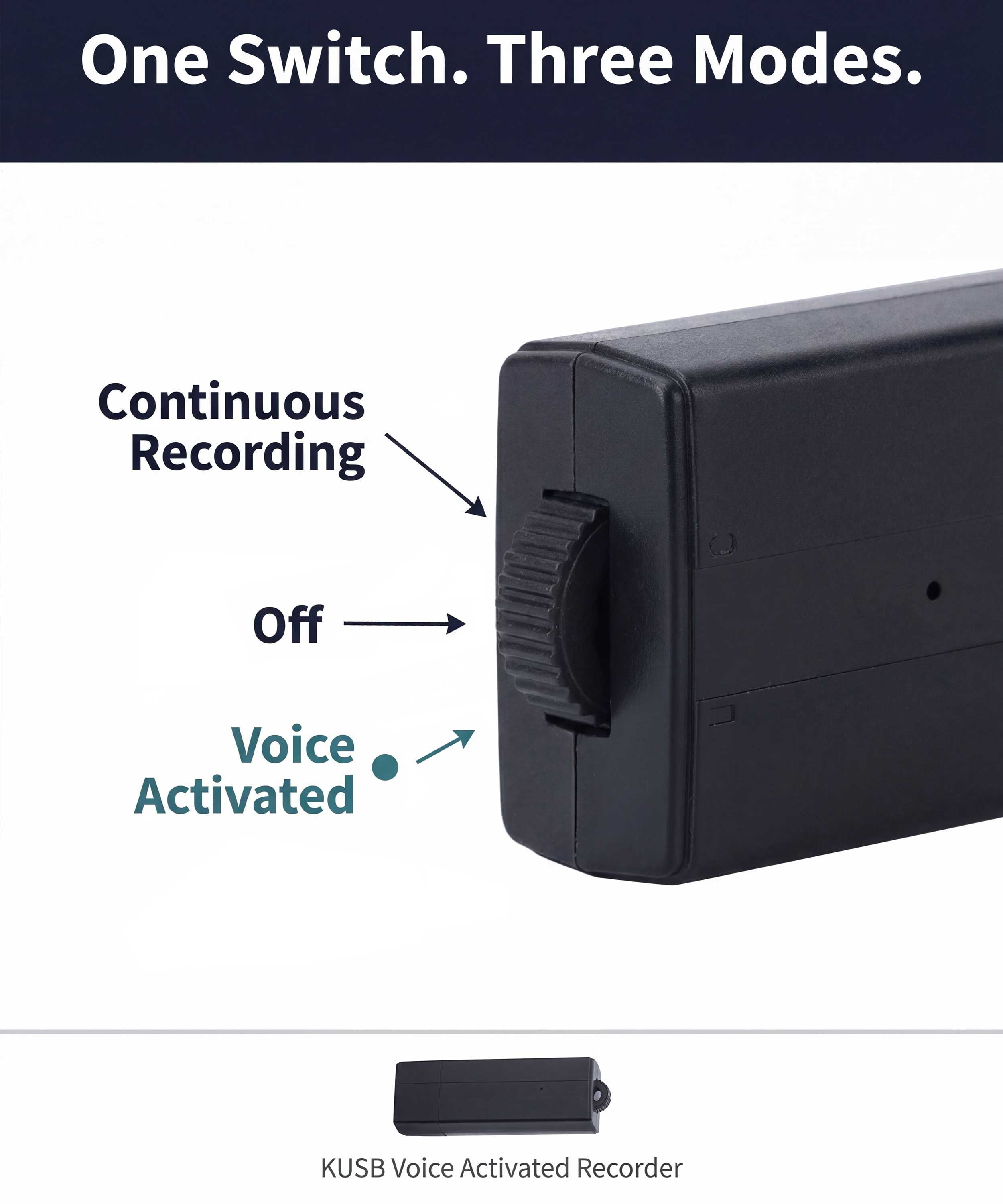 KUSB-OTG Voice Activated Digital Audio Recorder Includes OTG Adapter to Listen on iPhone/Androids