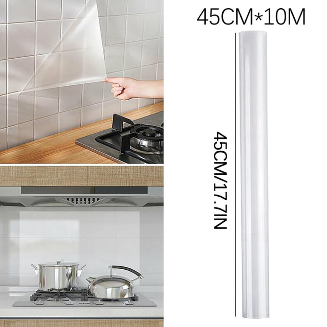 Oil Proof Kitchen Wall Sticker Heat Resistant PVC Backsplash Film Transparent Anti-dirt Waterproof Self Adhesive Wall Protection for Stove Dishwasher Tile Glass Easy Clean Home Decor Upgrade