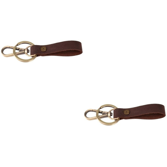 2 Pieces Key Chain Ring Cute Men Holder Wrist Bands Man Brown