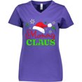 thumbnail image 3 of Inktastic Mommy Claus with Christmas Santa Hat and Snowflakes Women's V-Neck T-Shirt, 3 of 5