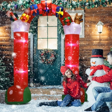 Costway 10' Inflatable Christmas Decoration Stocking Archway w/ Gift Boxes Lighted Yard