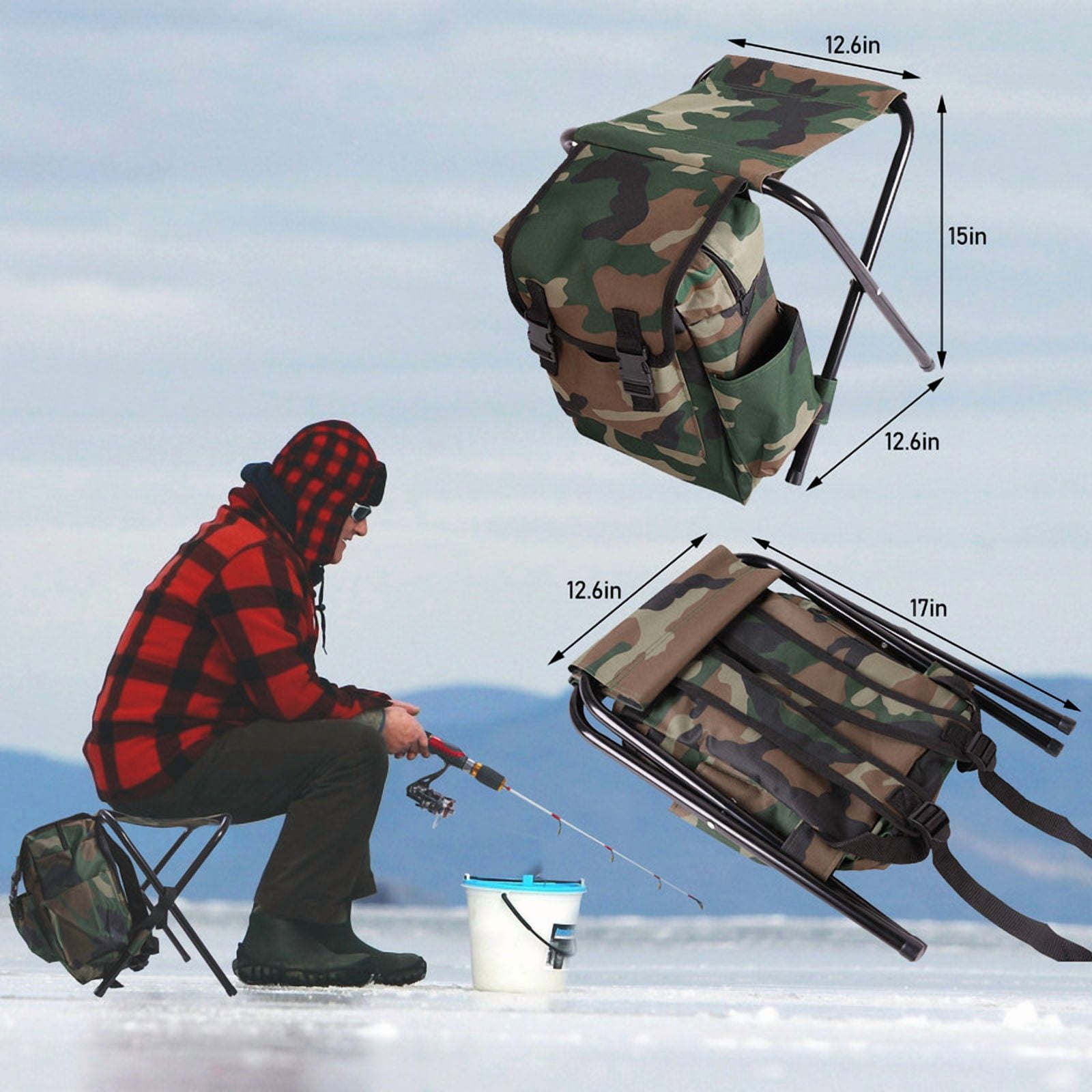 Dr.Fish Ice Fishing Rod and Reel Combo, Ice Fishing Pole Gear Spinning Reel Equipment Set Backpack Chair Jigs Lures Accessories