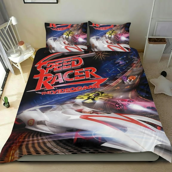 Speed Racer-themed Bed Sheet Set Three Piece Set Comfortable And Skin Friendly Unique Design Home Decor Gifts For Family Friends fans36x75Inches（90cm*190cm）