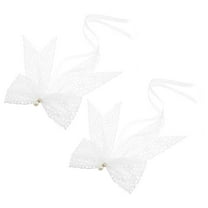 Pretyzoom 2Pcs White Small Lace Bows Handmade Bow Decoration for Party Decor Craft and Cake Toppers