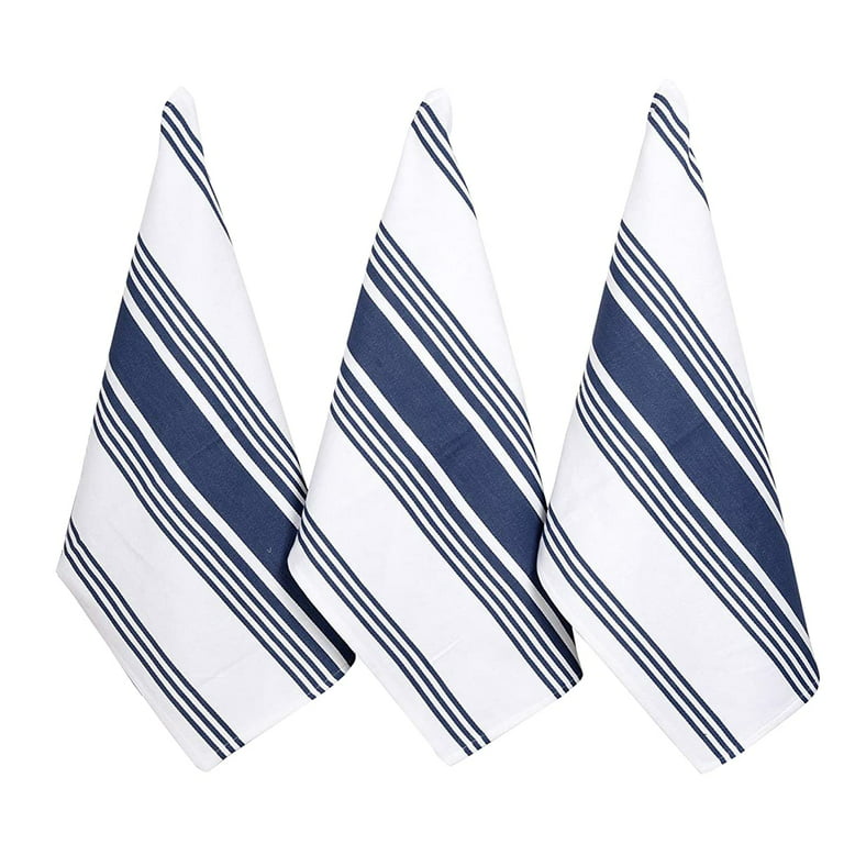 50x Cotton Catering Kitchen Restaurant Bar Glass Cloth Blue Stripe