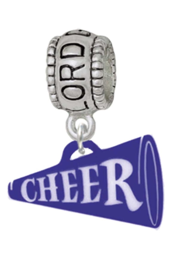 Acrylic 3/4" Navy Cheer Megaphone Lord Guide Me Charm Bead