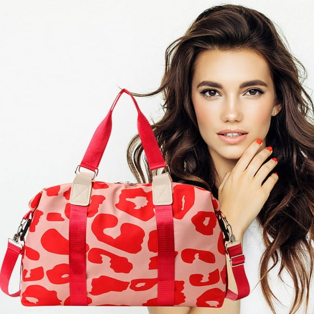 Bolsa Impermeable de Punto de Vaca Rojo Sandía, Bolso de Viaje de Gran Capacidad Plegable