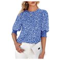 thumbnail image 4 of Women's Casual Office Crew Neck T Shirt Dot Half Sleeve Top, 4 of 6