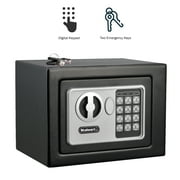 STALWART Digital Security Safe Box for Valuables – Compact Steel Lock Box with Electronic Keypad – Portable Safe for Home, Business, or Travel (Black)