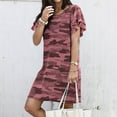 thumbnail image 3 of Women's Camouflage Print Summer Dress Casual Short Sleeve Round Neck Lightweight Polyester Fashion Dress for Daily Wear S M L XL XXL, 3 of 9