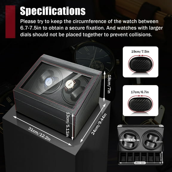 Miumaeov 4 6 Watch Winder, Luxury Automatic 2 Motor Watch Winder PU Leather Display Case Storage
