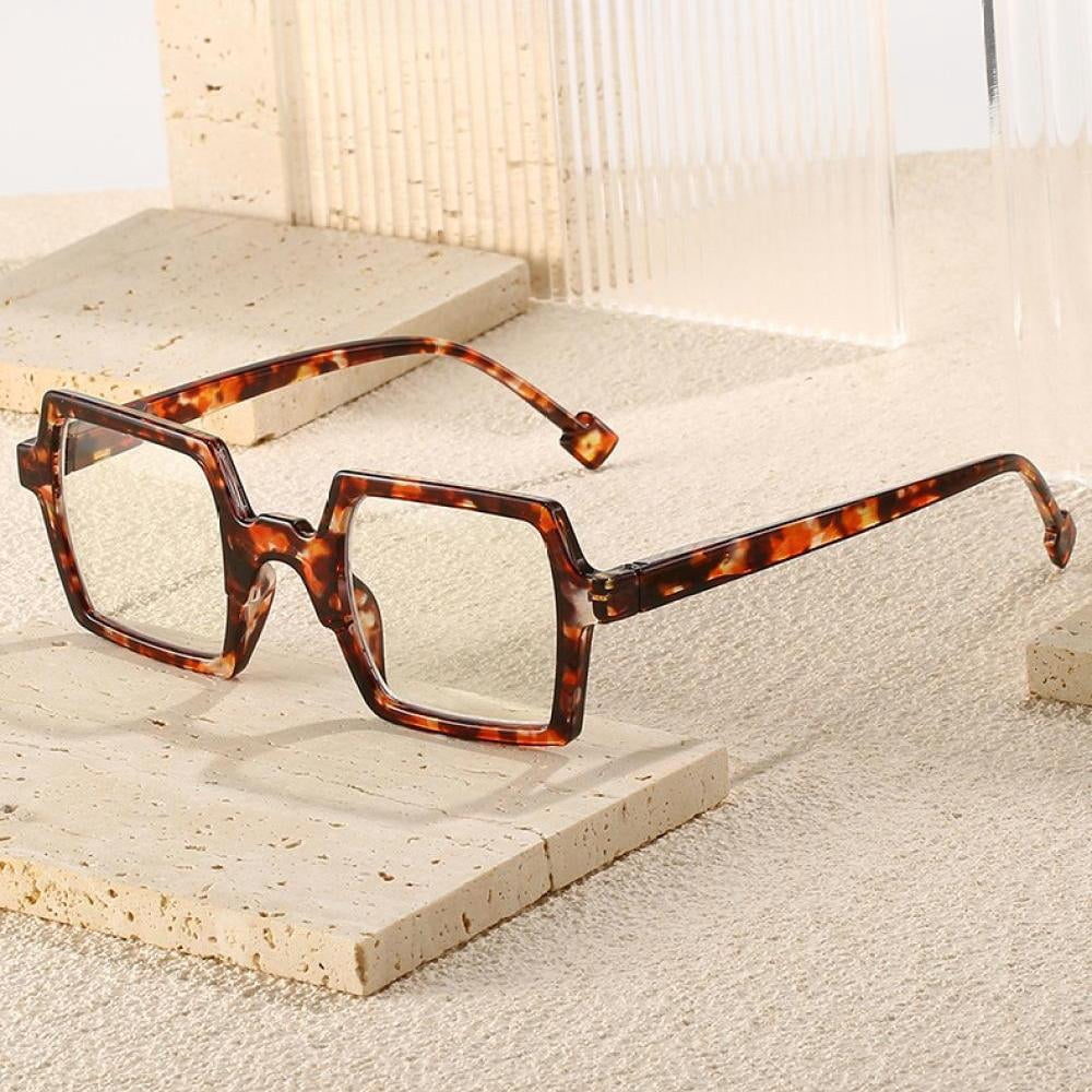 4 Pairs of Mens Personalized Oversized Square Reading Glasses Womens Spring Hinge Blue Light Blocking Readers +2.00