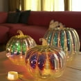 thumbnail image 2 of Musbetu Glass Pumpkin Light Battery Operated LED Pumpkin Lantern Fall Lighted Pumpkin Table Centerpiece for Halloween Thanksgiving Home Decor, 2 of 7