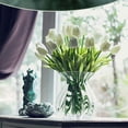 thumbnail image 4 of 10 Impresionante Ramo De Tulipanes Artificiales De Pu Con Tacto Realista Con Tallo-Wihte, 4 of 5