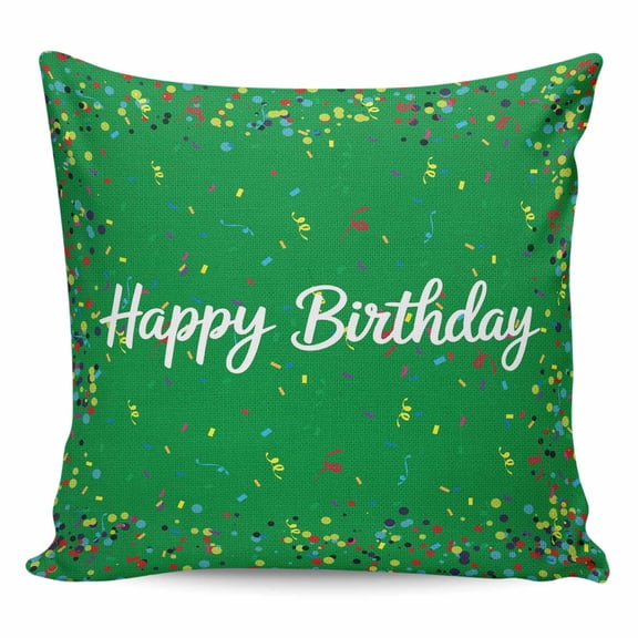Grass Green Birthday Pillow Covers 20x20 Inch Decorative Throw Pillow Cover, Colorful Confetti Ribbons Polka Dots Classroom Sofa Pillowcases Accent Cushion Case Home Decor Bedroom Living Room