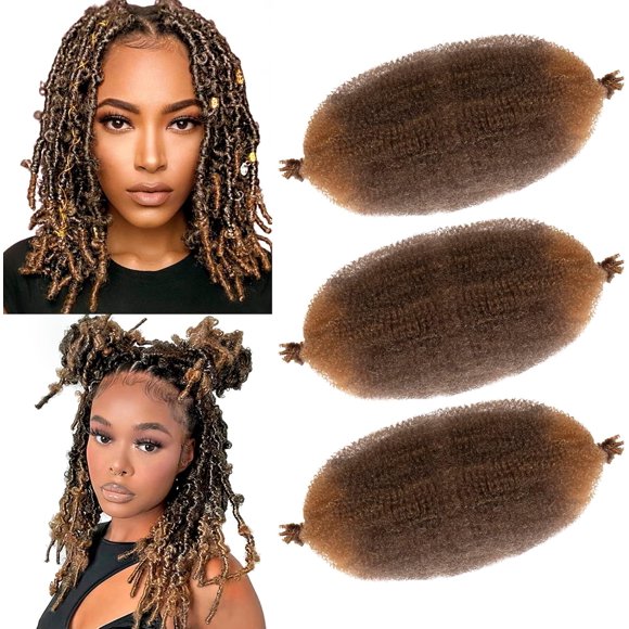 shiyou-Springy Afro Twist Hair Pre Fluffed Marley Twist Braiding Hair Spring Twist Hair Wrapping Hair for Soft Locs Hair Extensions (4/27, 16 inch(Pack of 3))