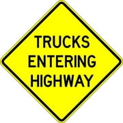 Trucks Entering Highway Sign - 18 x 18 Warning Sign. A Real Sign. 10 Year 3M Warranty