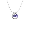 thumbnail image 2 of Delight Jewelry Acrylic 3/4" Navy Cheer Megaphone Hockey Ring Charm Necklace, 18", 2 of 4