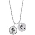 thumbnail image 1 of Delight Jewelry Silvertone Domed Black PA Silvertone Script Initial Disc - Q - Charm Necklace, 20"+3", 1 of 4