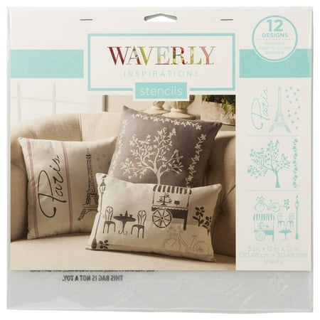 Waverly Inspirations Art Stencils, 12" x 12" Paris Stencil, 3 Piece