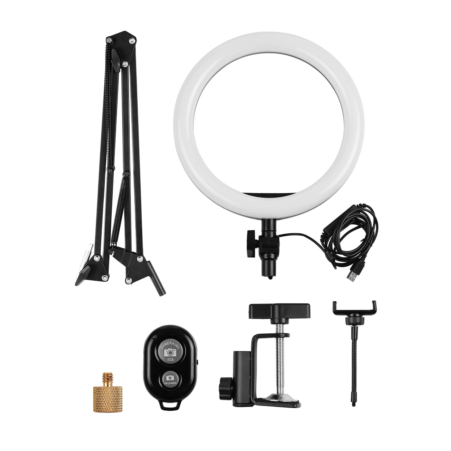 14" Dimmable LED Ring Light 5500K with 1.8m Stand&Phone Clip for Photography 