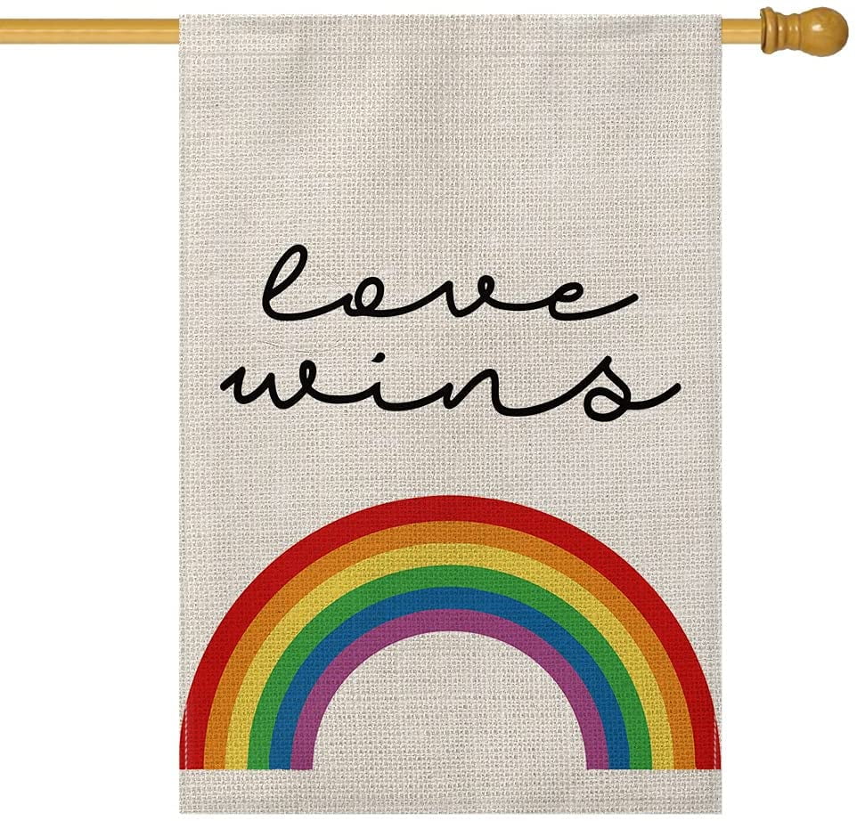 Htww Love Wins Rainbow Garden Flag Vertical Double Sided Pride Gay Pride Lesbian Lgbt Pansexual