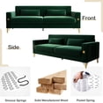 thumbnail image 3 of Mid-Century Modern Sofa Couch, 84" Loveseat Velvet Sofa, Large Sectional Couch with Gold Metal Legs for 3-4 Persons, Upholstered Deep Seat Couches for Living Room, Bedroom, Home, Office(Green), 3 of 8