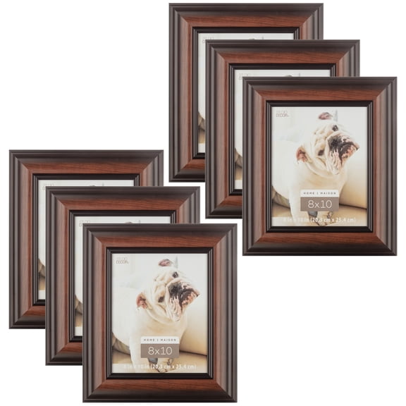 Studio Decor 8" x 10" Brown & Black Frame, Home Collection - Includes Pre-attached Hanging Hardware, Horizontal or Vertical Display - Bulk 6 Pack