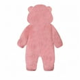 thumbnail image 3 of HCNTES Baby Bear Outfit Suit Fold Over Mittens Footies Girls Boys Winter Fleece Clothes Hooded Jumpsuit Romper(G110-Pink,9-12 Months), 3 of 7