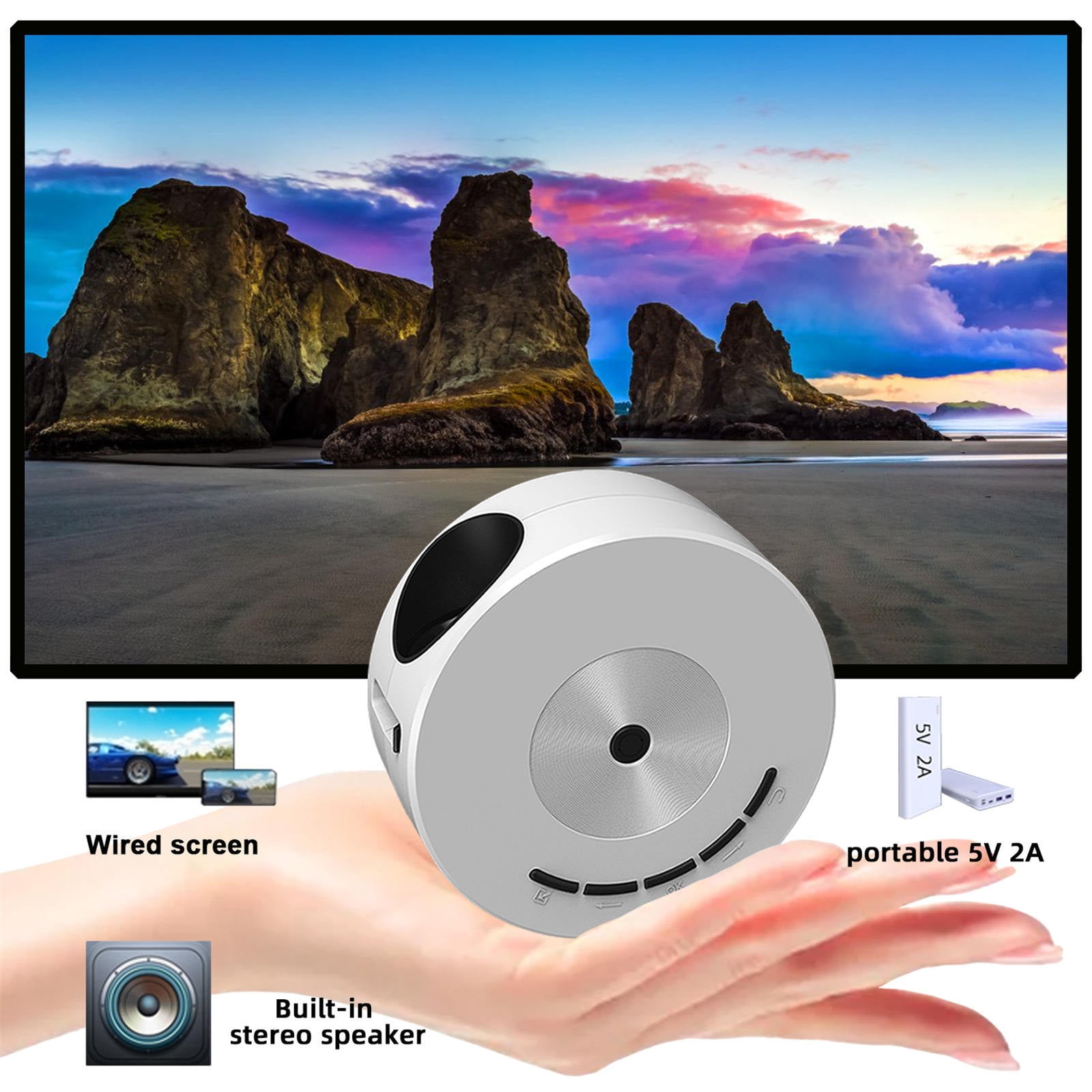 xgfhyjeh Portable Mini 4k Projector with Wifi and Bluetooth, 1080p HD Small Smart Home Theater Video Movie Projectors for Outdoor Indoor Bedroom Use, Compatible with HDMI,USB,Phone,Laptop,TV Stick