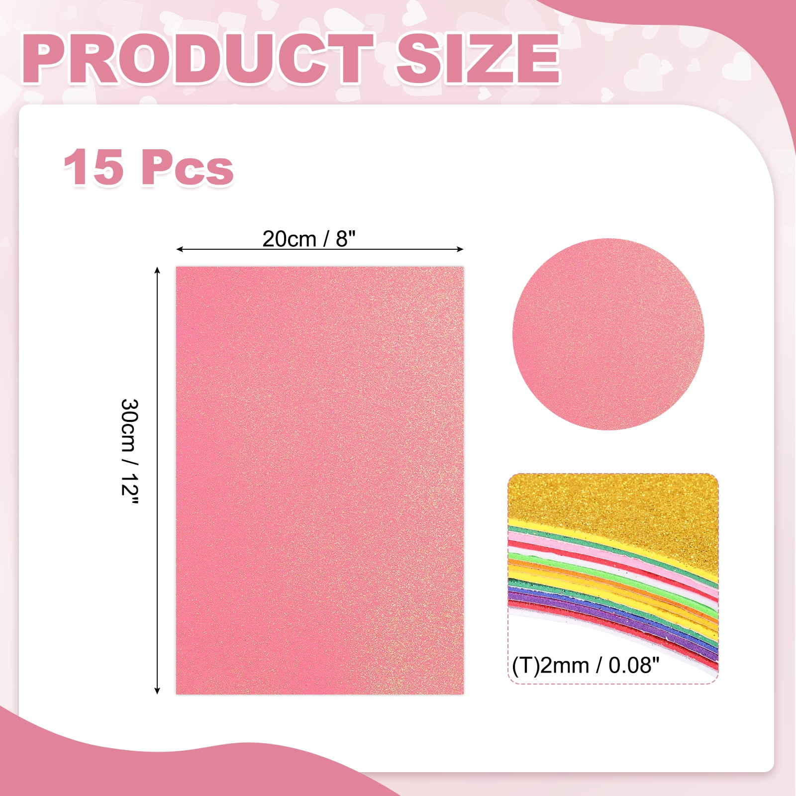 15 Sheets Pure Red Shiny Foam Sheets with Adhesive Backing, 8x12Inch Self-Adhesive Shiny EVA Foam Sheets Sticky EVA Paper Stickers for Art Crafts Projects, DIY Party Decoration
