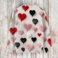 thumbnail image 4 of Dwralegc Womens Valentine Sweaters Heart Graphic Cute Sweater Crew Neck Long Sleeve Casual Spring Lightweight Pullover Tops White M, 4 of 4