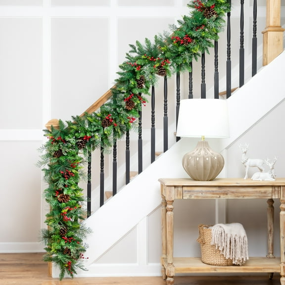 Northlight Mixed Pine with Berries Artificial Christmas Garland  - 10' x 15" - Unlit