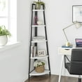 thumbnail image 3 of Danya B. Free-Standing 5-Tier Pyramid Corner Shelf in Black Metal Frame with White MDF Shelves, 3 of 11