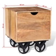 thumbnail image 4 of vidaXL Side Table with Drawer Wheels Mango Wood 40x40x45 cm, 4 of 5