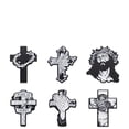 thumbnail image 1 of Juego de broches con forma de cruz cristiana, aleación en blanco y negro, 1 of 3