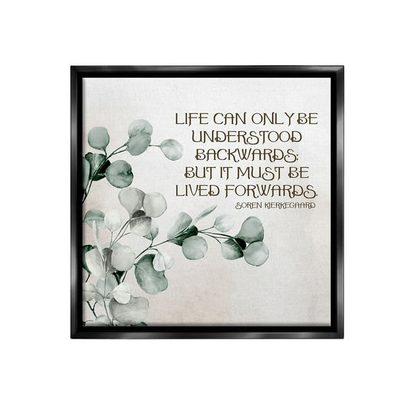 Stupell Industries Soren Kierkegaard Quote Inspirational Painting Black Floater Framed Canvas Art Print Wall Art, 18 x 18