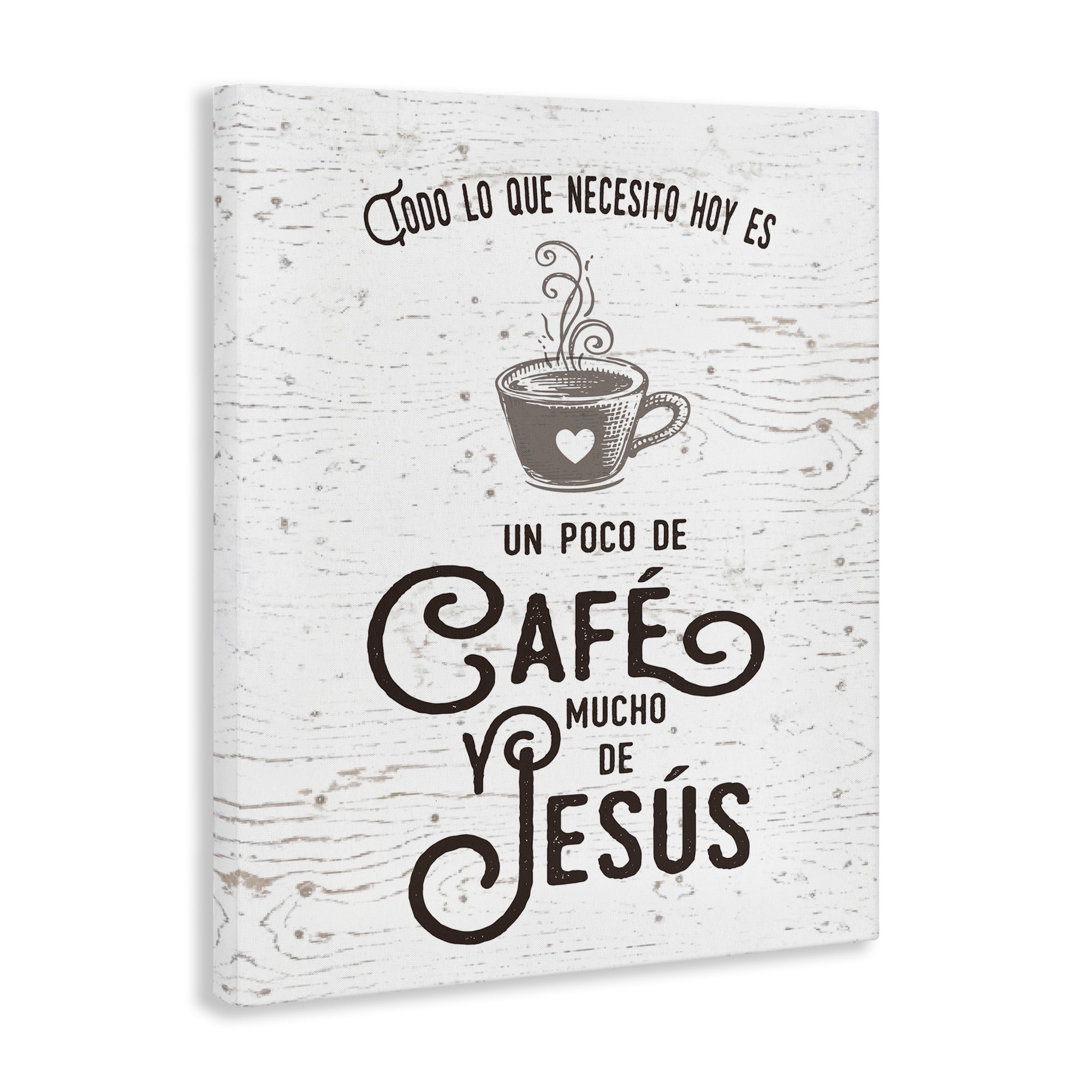 Stupell Industries Café y Jesús Religious Quotes and Sayings Painting Wrapped Canvas Art Print Wall Art, 36 x 48
