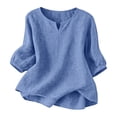 thumbnail image 5 of Summer Tops for Women Pleated Cotton Linen Tops Solid Color Shirts Blouses And Tees, 5 of 6