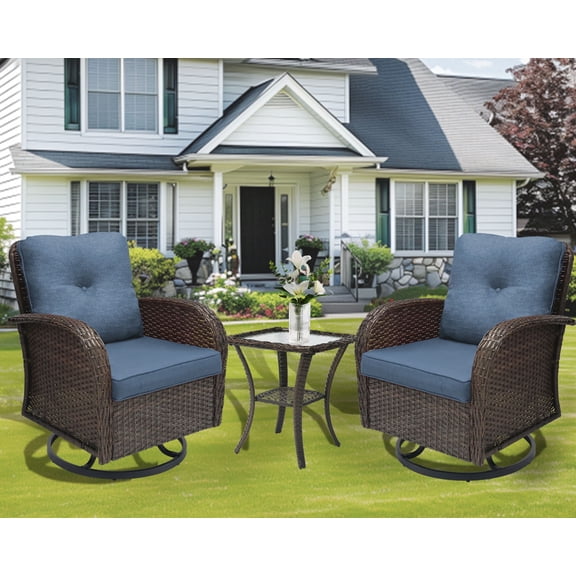 YLGJ&TIDY3 Piece Swivel Rocker Patio Chairs, Outdoor Swivel Glider Chair, Heavy Duty Patio Chairs 400 lbs with Side Table, for Backyard, Deck, Porch