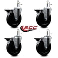 thumbnail image 2 of 5 Inch Hard Rubber Wheel Swivel 7/16 Inch Grip Ring Stem Caster Set with Brake, 2 of 2