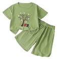 thumbnail image 1 of Odeerbi Niños Niñas Lindo Estampado Atlético Conjuntos Manga Corta Camiseta Pantalones Cortos Conjunto Suelto Ropa Deportiva Para 3-12 Años, 1 of 9