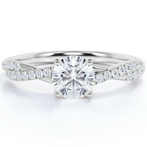 JeenMata 1 Carat infinity Round cut Moissanite Engagement Ring in 18K White Gold Plating for Women